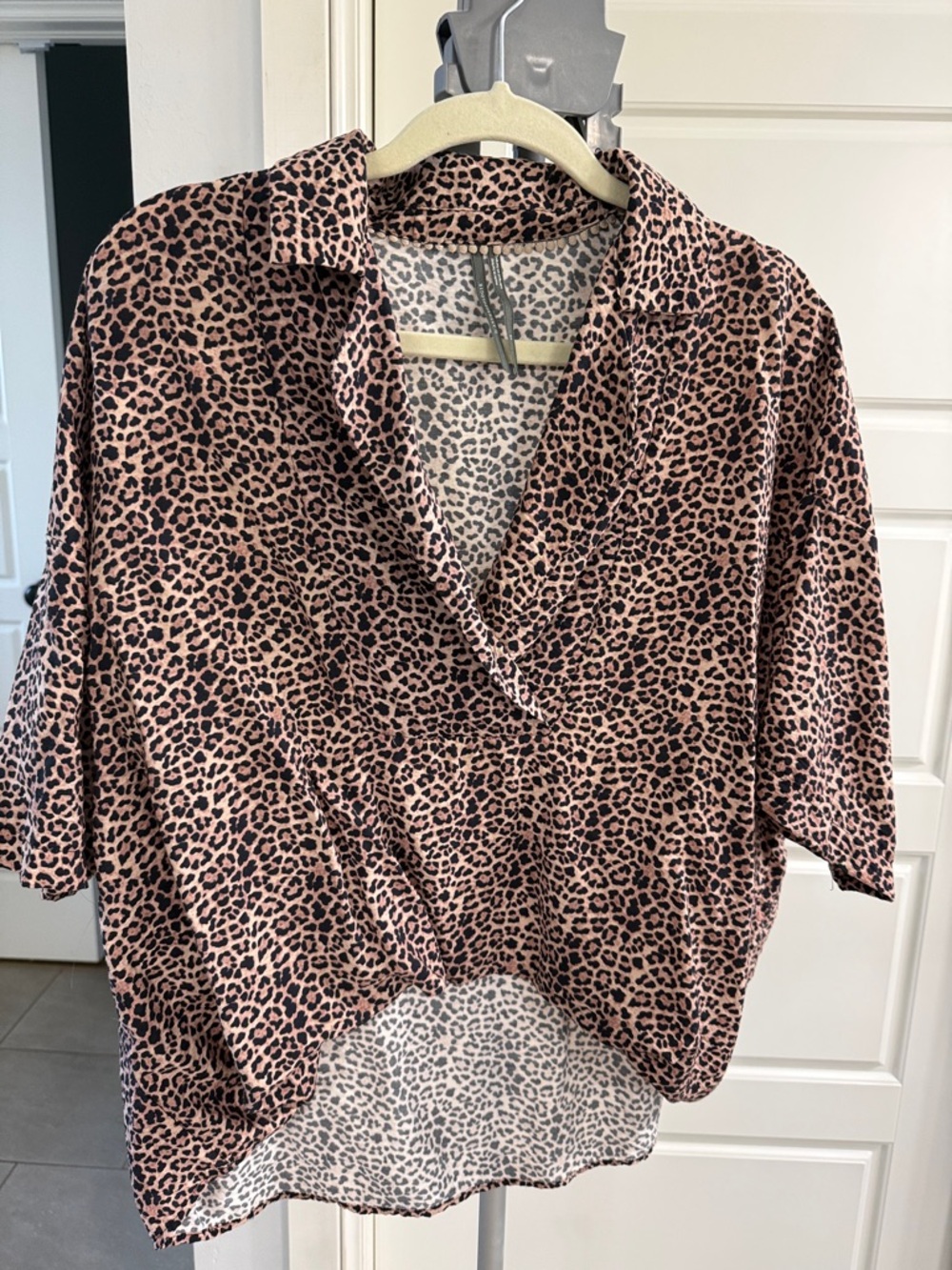 Anthropologie Leopard Print V-Neck Women's Top